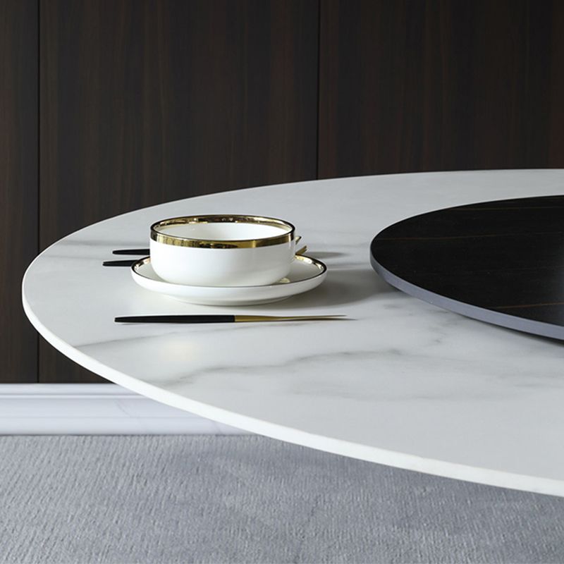 Round Stone Top Dining Table Contemporary Dining Table with Turntable