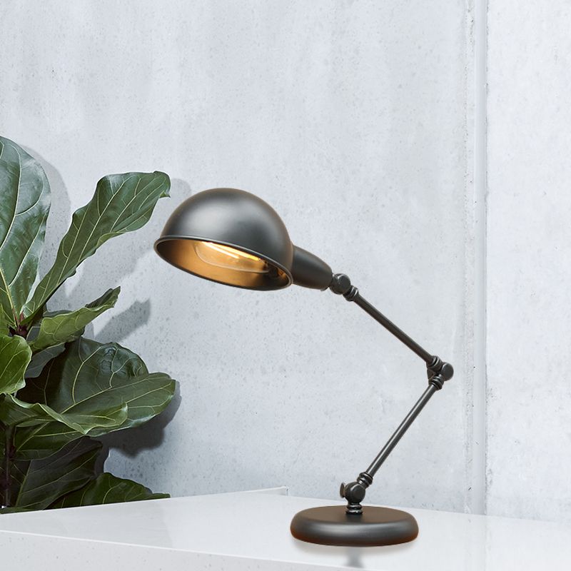 Dome Restaurant Table Lighting Vintage Iron 1-Head 4.5 "/6" de ancho Lámpara de escritorio de acabado negro con brazo oscilante