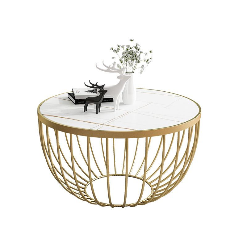 Single Slate Drum Coffee Table Modern Minimalist Round Coffee Table