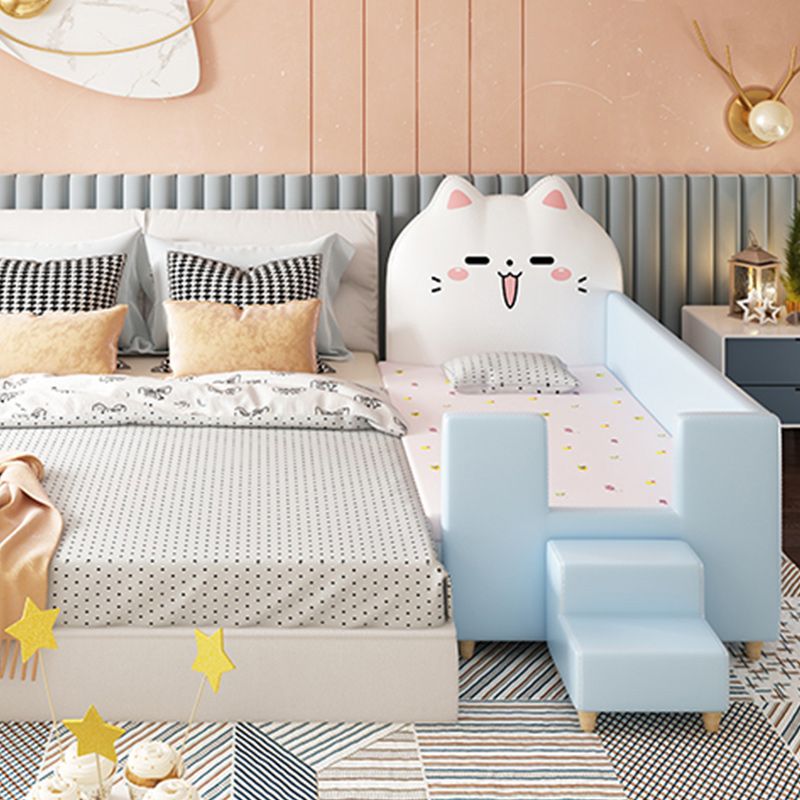 Glam Blue Nursery Crib Rectangle Wooden Upholstered Baby Crib