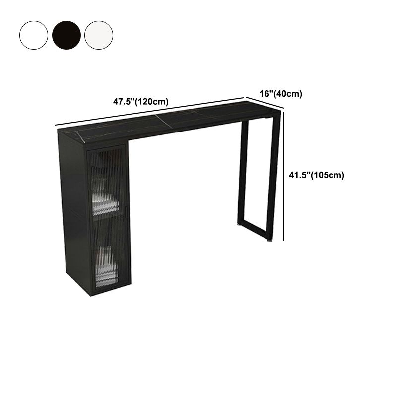 Modern 1/5 Pieces Bar Table Set Rectangle Stone Counter Table with Stools for Dining Room