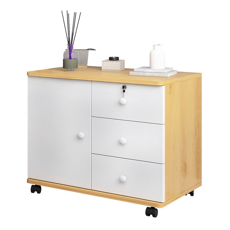 21.6"/28.7" Tall Wooden Nightstand Modern Night Stand With Drawers and Cabinets