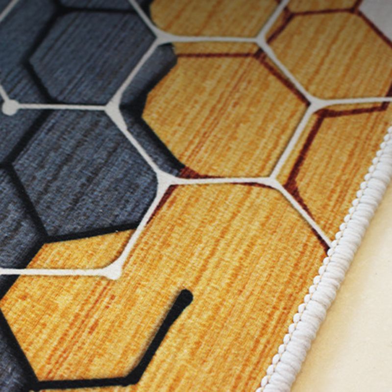 Rectangle Shape Abstract Pattern Rug Living Room Polyester Washable Area Rug