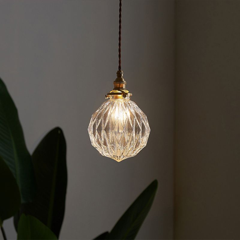 Clear Glass Globe Ceiling Light Industrial Single Restaurant Hanging Pendant Light