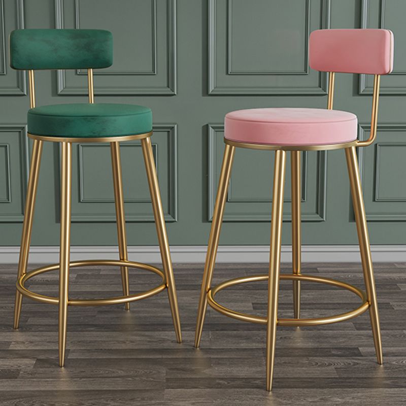 Glam Round Bar and Counter Stool Metal Low Back Stool with 4 Legs