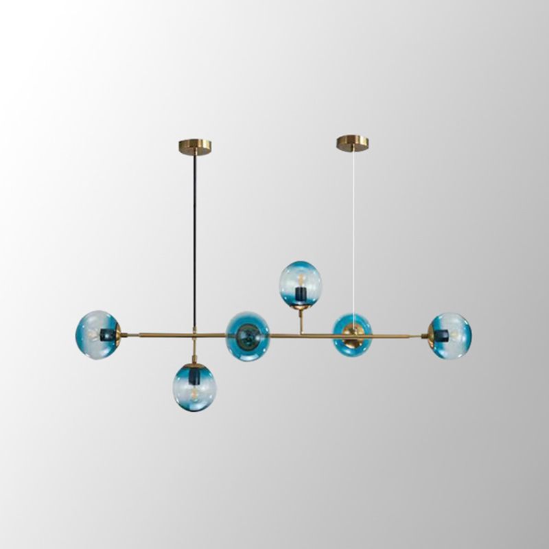 Globe Island Lighting in Modern Luxury Style Glass 6-Light Island Light
