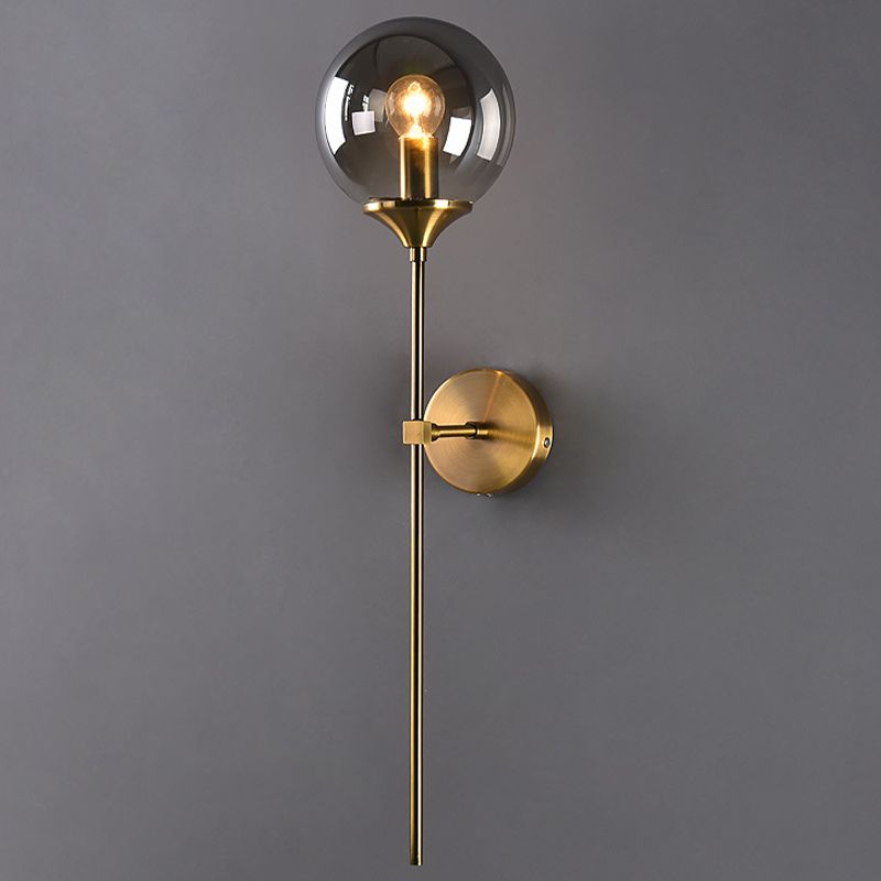 Metal Wall Sconce Modern Ball Shape Vanity Lamp with Glass Shade for Bathroom
