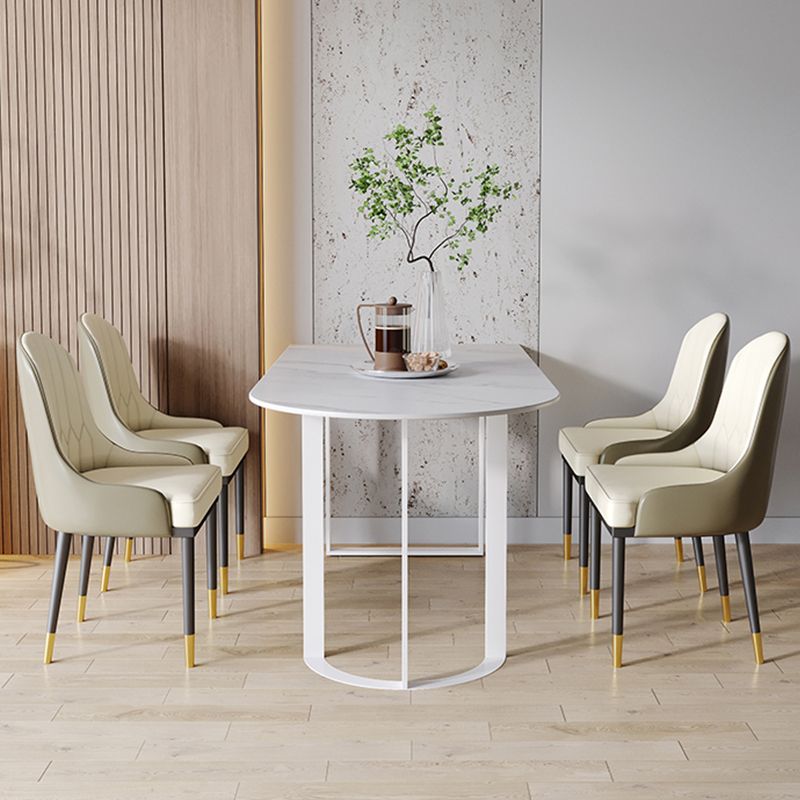 Contemporary Style Dining Table Stone Dining Room Table with Double Pedestal