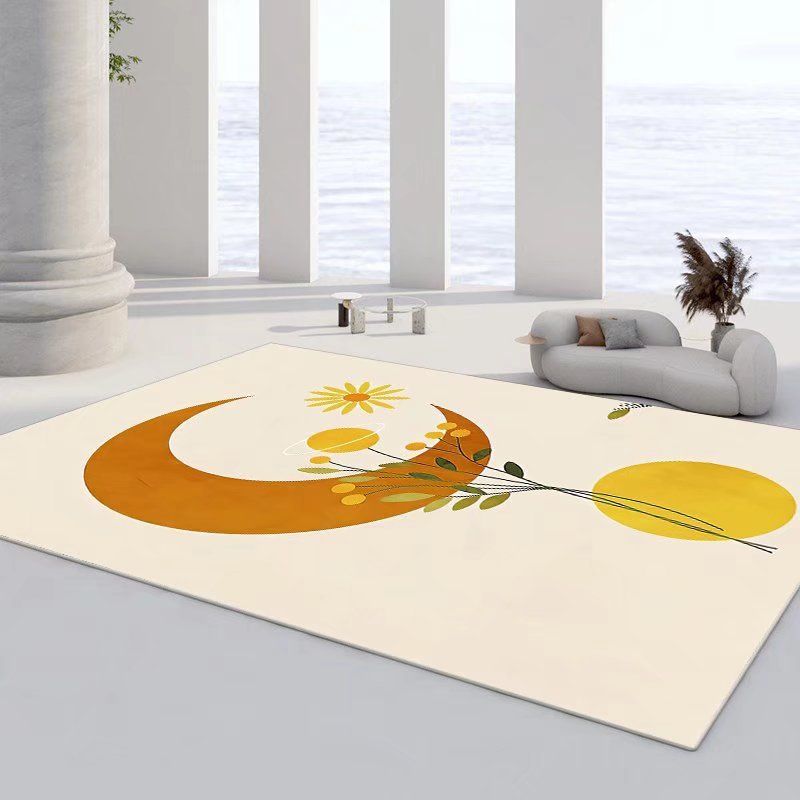 Creative Flowers Print Carpet Polyester Rug Pet Friendly Indoor Rug for Living Room