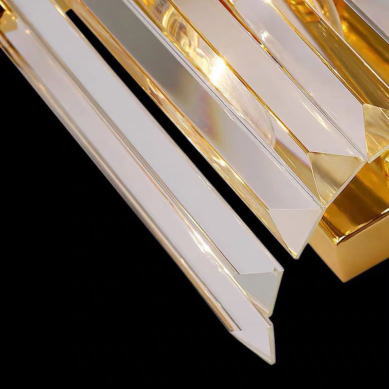 Gold Cylindrical Wall Lamp in Modern Luxury Style Carbon Steel Wall Sconce with Crystal Shade