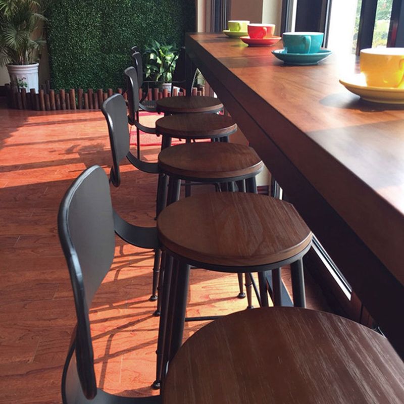 Wood Top Table Industrial Style Bistro Pub Table for Dining Room