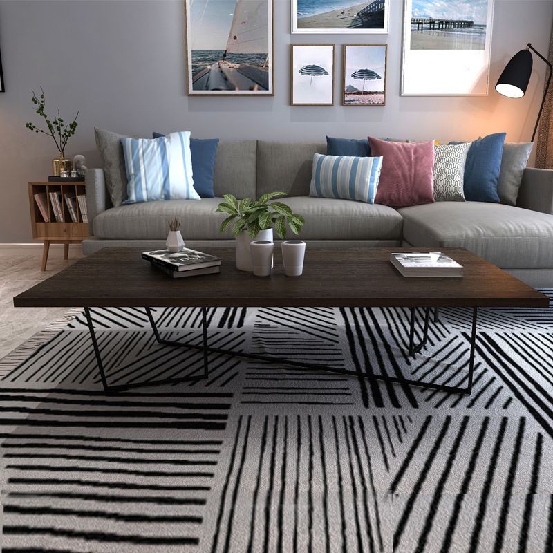 Dark Brown Solid Wood Coffee Table Abstract Coffee Cocktail Table