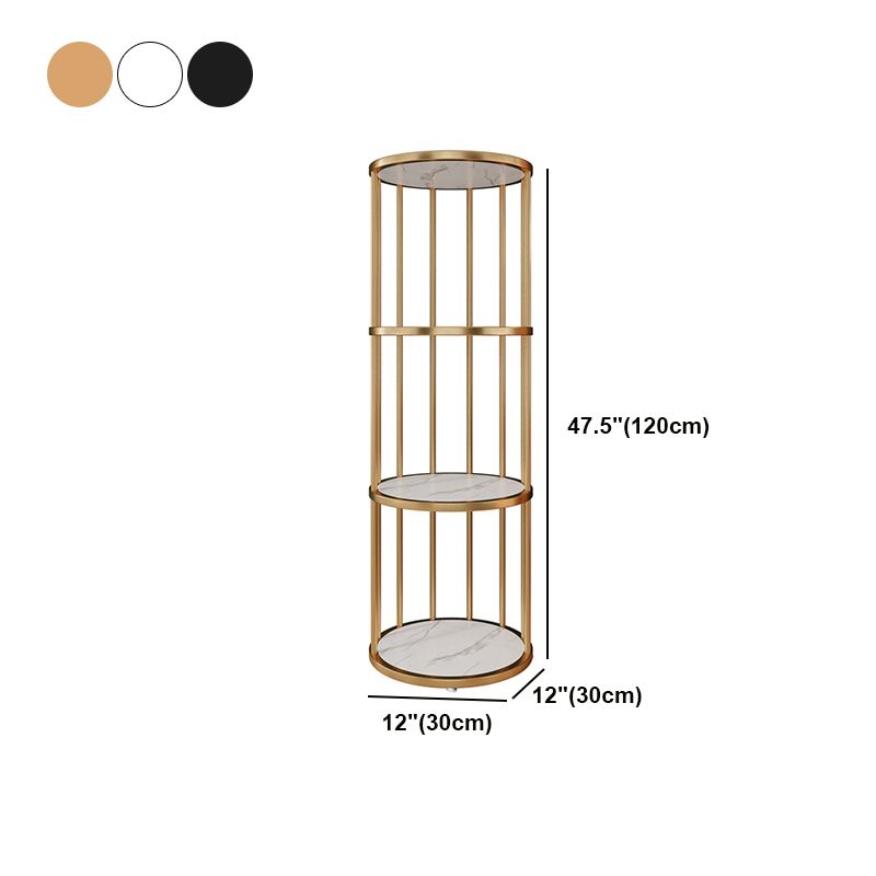 Scandinavian Open Corner Bookshelf with Metal Frame Manufactured Wood Bookcase