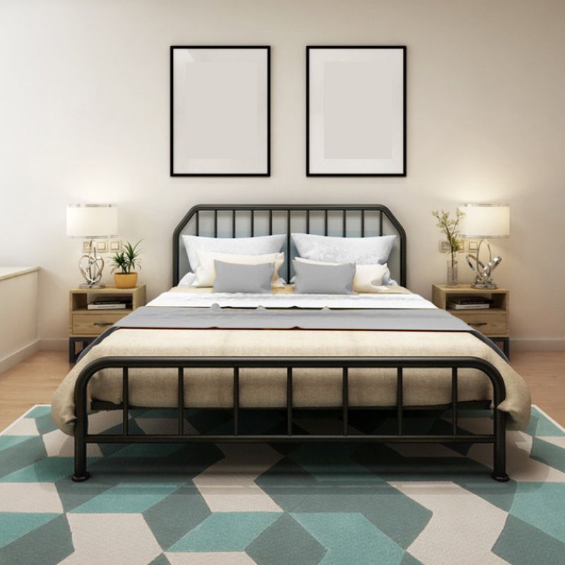 Metal Open-Frame Bed Scooped Solid Color Slat Bed with Custom Gold Leg