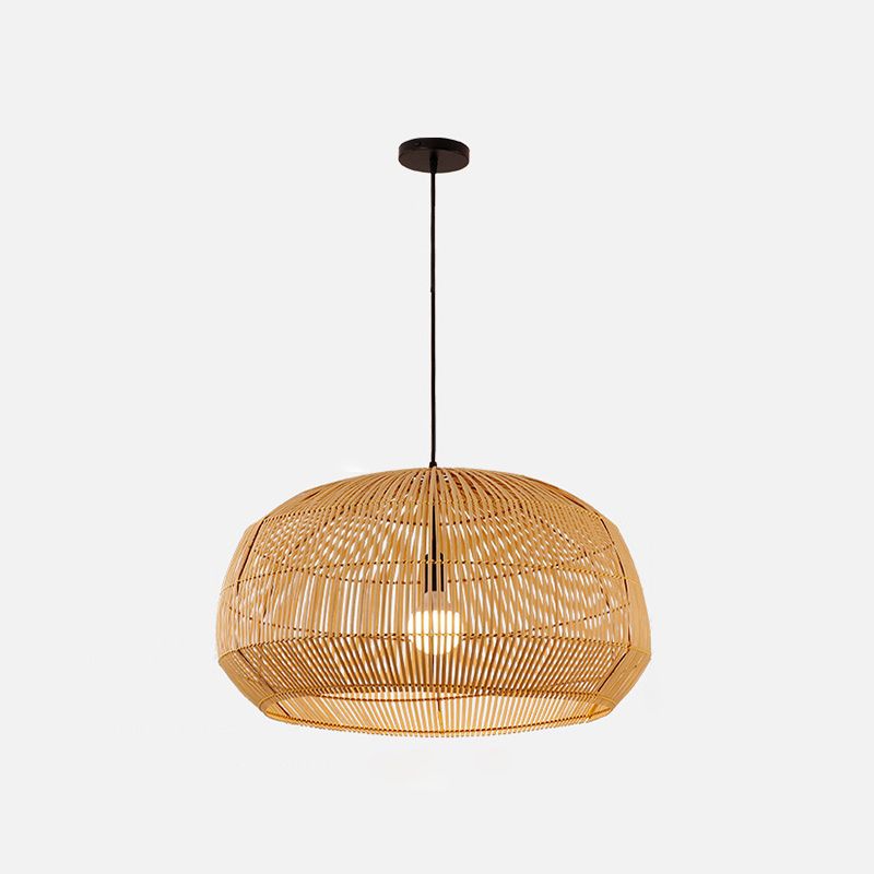 1 Light Hanging Lights Modern Style Bamboo Hanging Lighting for Living Room