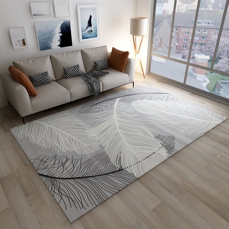 Simplicity Living Room Rug Multi-Color Geometrical Area Carpet Polyester Pet Friendly Anti-Slip Machine Washable Rug