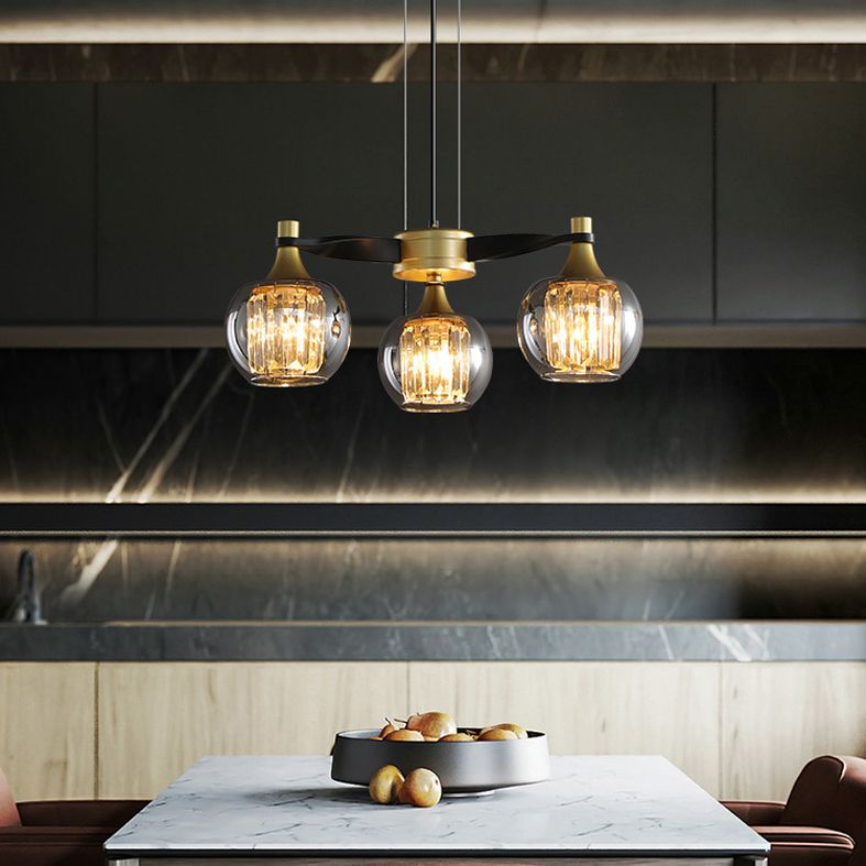 Chandelier postmoderne Chandelier Prismatic Crystal Dining Salle suspendue en noir-or