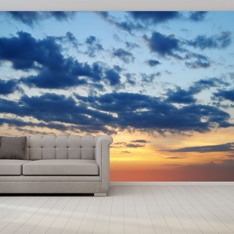 Splendid Evening Glow Mural Wallpaper for Living Room, Dark Color, Personalized Size