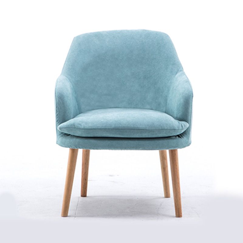 Velvet Chair with Sloped Arms and Basic Four Wooden Legs for Apartment