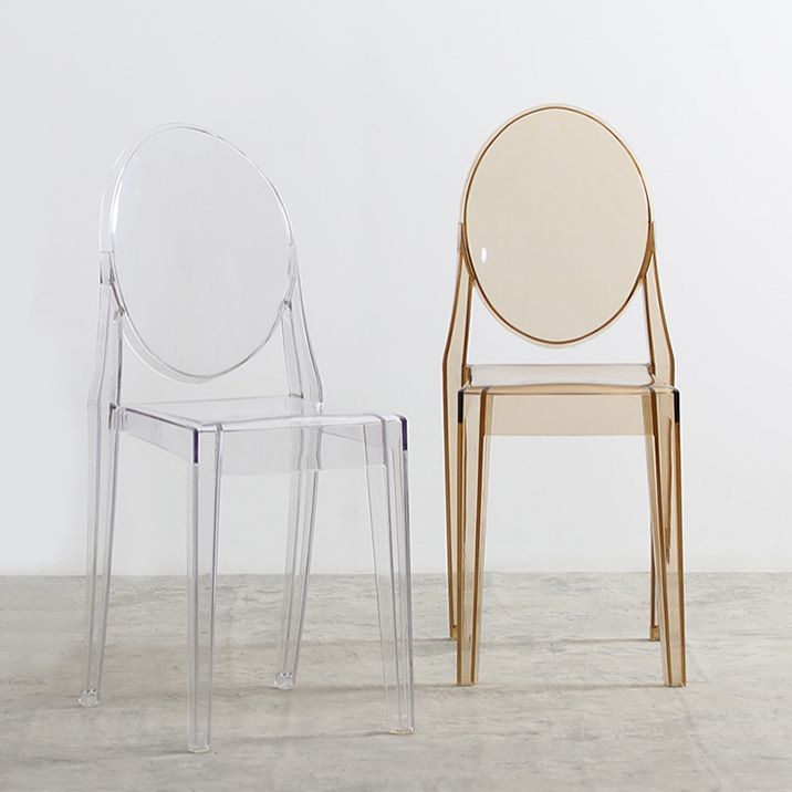 Silla lateral moderna de acrílico para interior y exterior, silla lateral de comedor con respaldo abierto para el hogar