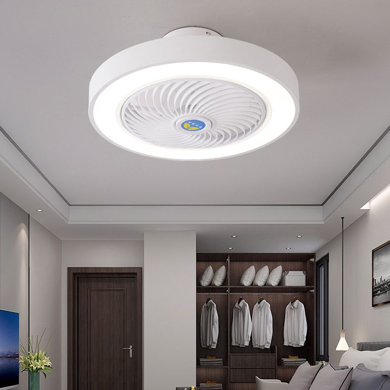 Trommeldecke Lüfter Licht Nordic Metall LED Schlafzimmer Halbflush Licht mit Fernbedienung