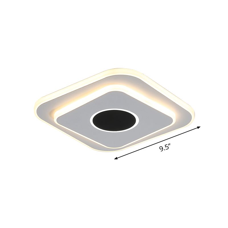 Nordic Mini Square/Round Thin Flushmount Acrylic Corridor LED Ceiling Lighting in Warm/White Light, Black-White