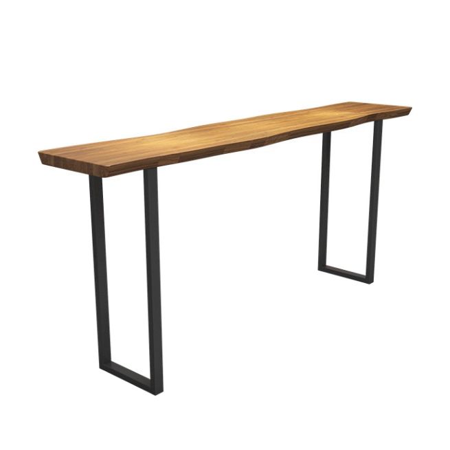 Industrial Sled Patio Bar Table Solid Wood and Metal Pub Bar Table in Natural