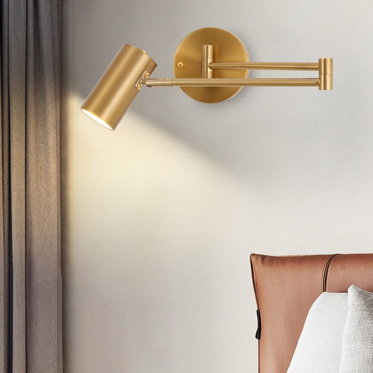 Post moderna estilo de pared de metal cilíndrica de estilo moderno con el brazo oscilante de la luz de la cama de la cama del brazo de la cabecera.
