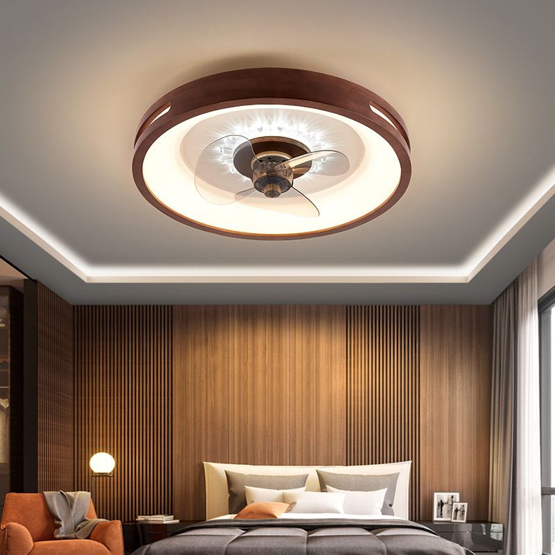 Nordische runde Deckenlüfter Lampe Naturholz Schlafzimmer LED SEMI Flush Mount Leuchte