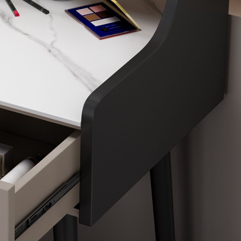 Contemporary Stone Top Vanity Set with Storage in Black/Grey