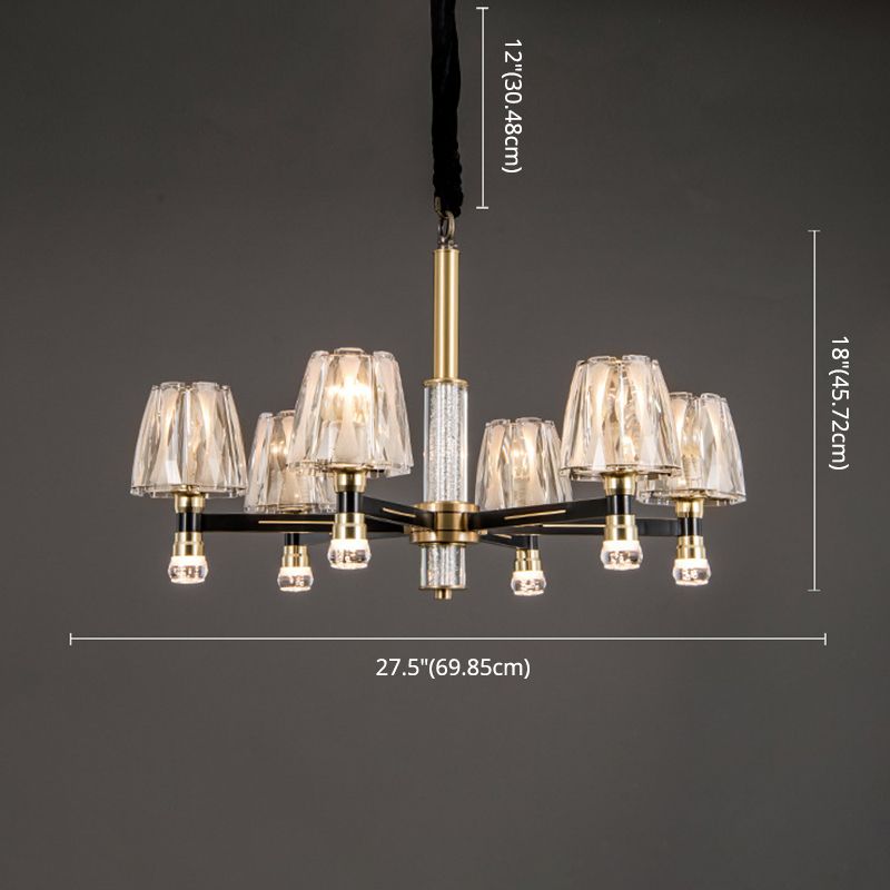 Conical Chandelier Light Fixture Traditional Clear Glass Pendant Lighting for Restaurant