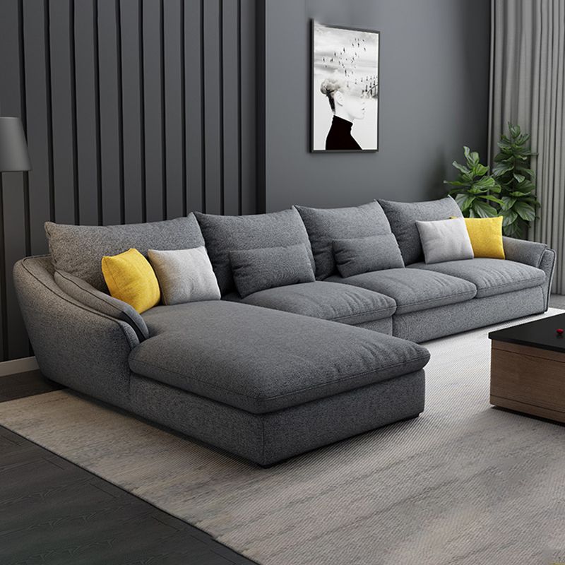 30.7 " H Grey Cotton Blend Flared Arm Sofa & Chaise for Living Room