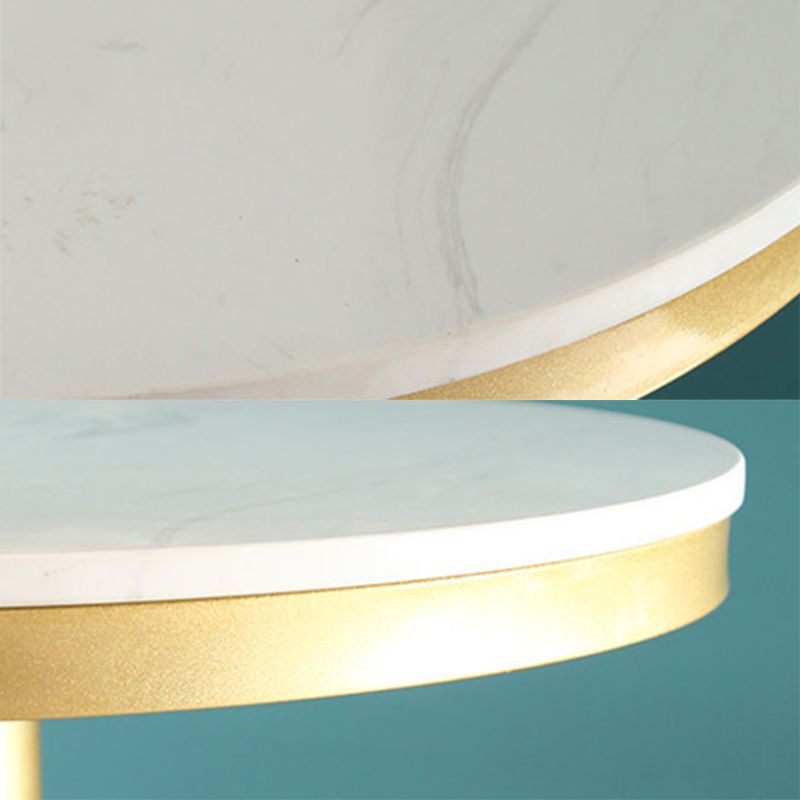 Glam Gold Bar Table Faux Marble 23.6"W Round Top White Wood Bistro Table