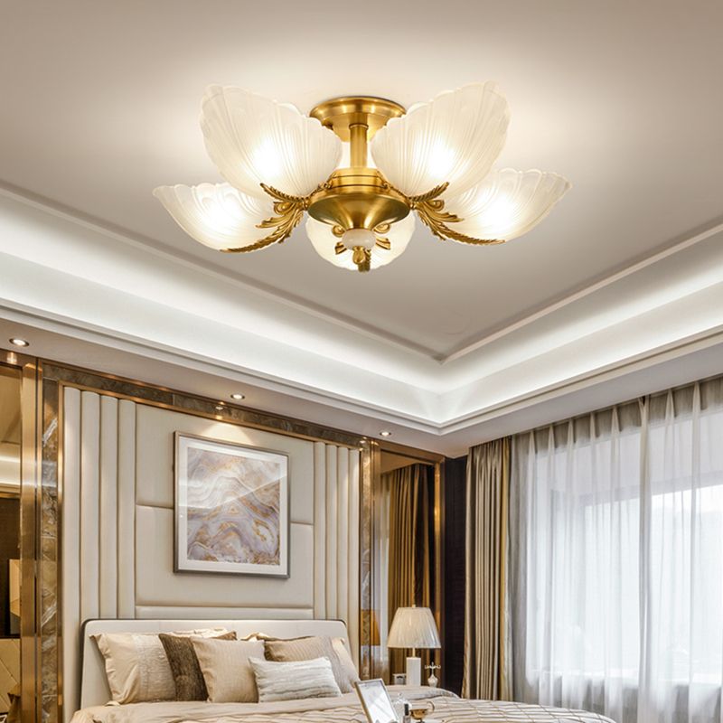 Lampada da soffitto in vetro con montaggio a semi-incasso Lampada da soffitto in ottone stile moderno