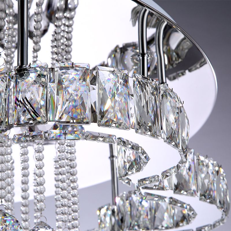 Moderne Blumen-Deckenleuchte, K9-Kristall, Wohnzimmer-LED-Unterputzbeleuchtung in Chrom
