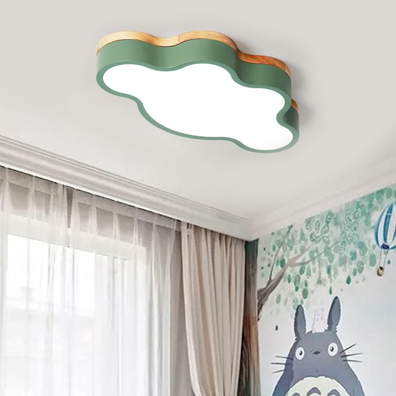 Plafonnier LED en forme de nuage plat, plafonnier nordique en acrylique, pour chambre de bébé, soin des yeux