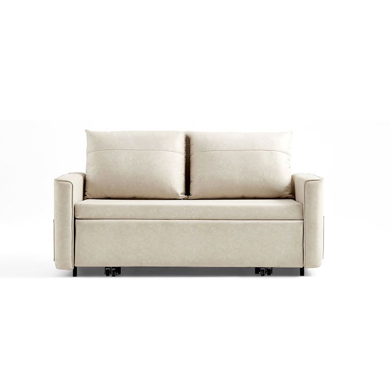 Faux Leather Sofa Bed with 2 Pillows Contemporary Seating 2 Seater