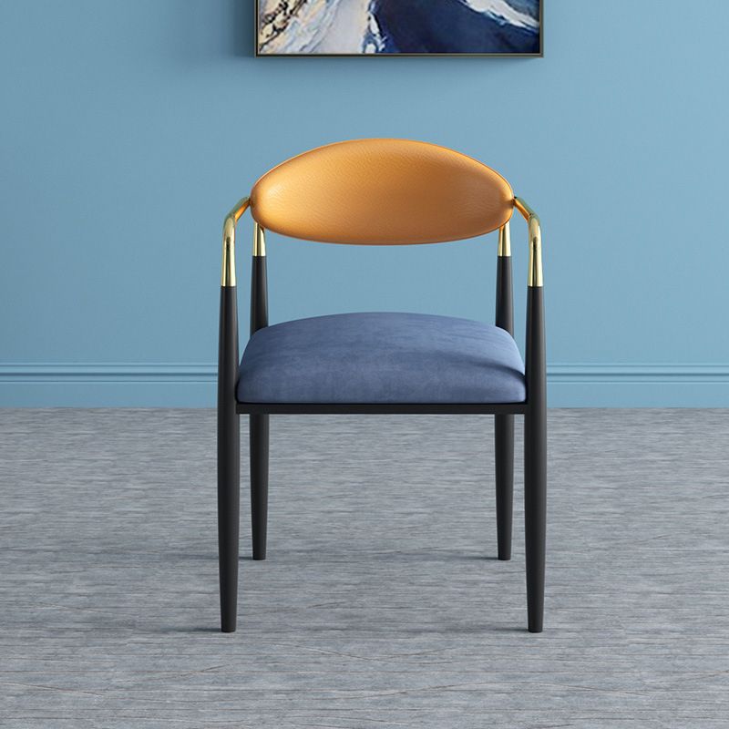 Glam Arm Chair Metal Legs Open Back Dining Chair for Home Use