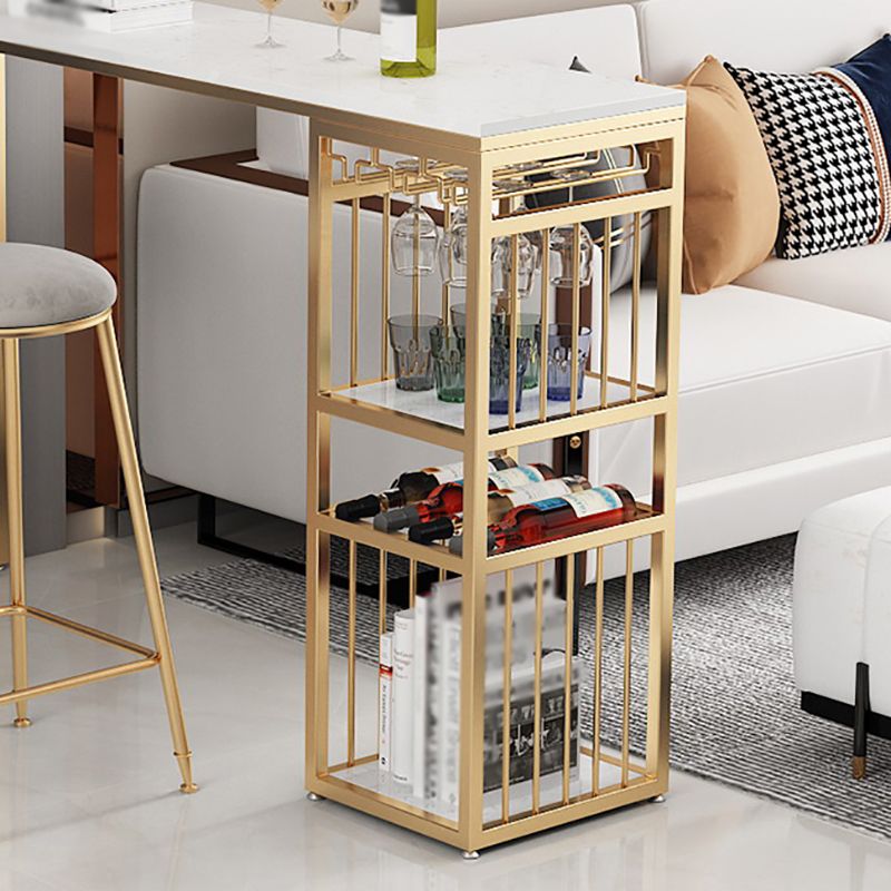 Glam White Marble Bar Table with Rectangle Table Top Gold Sled Table - 42" H