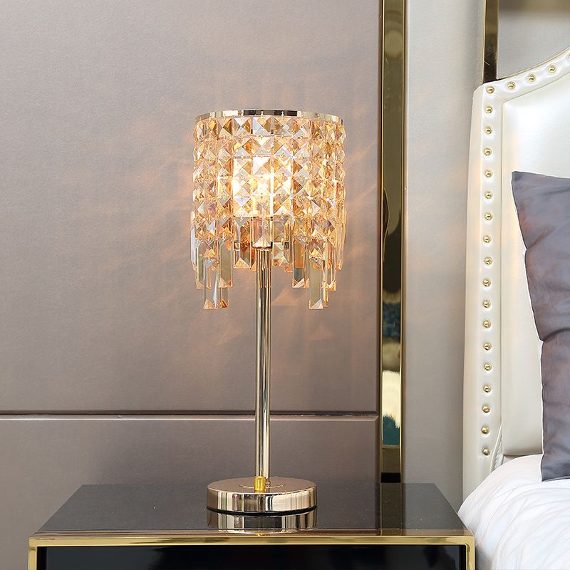 Contemporary Cylinder Task Light Amber / Clear Crystal 1 Bulbe Dining Salle Small Desk Lampe