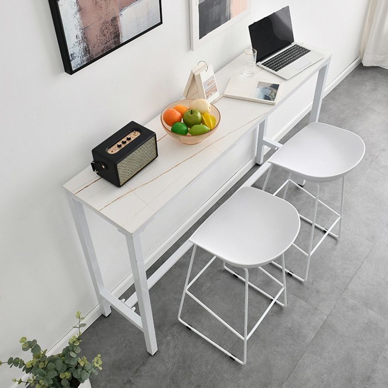 Modern Stone Top Bistro Bar Table Rectangle Metal Base Bar Table