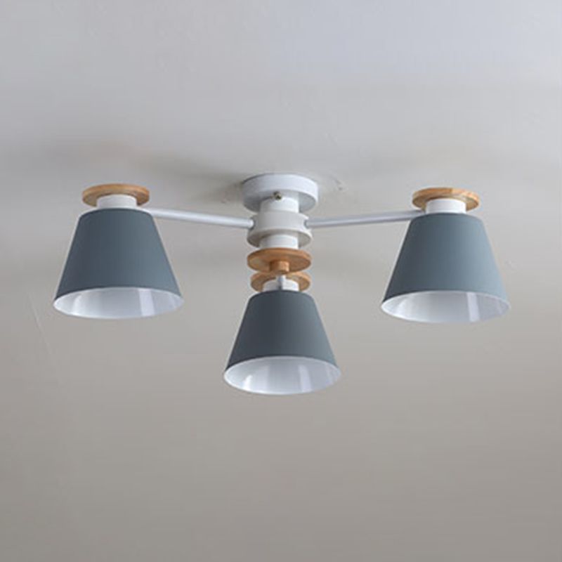 Contemporary Flush Light Fixtures Iron Cone-Shaped Macaron Flush Mount Lamp