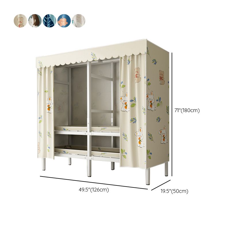 Modern Freestanding Metal Frame Wardrobe Foldable Wardrobe with Garment Rod