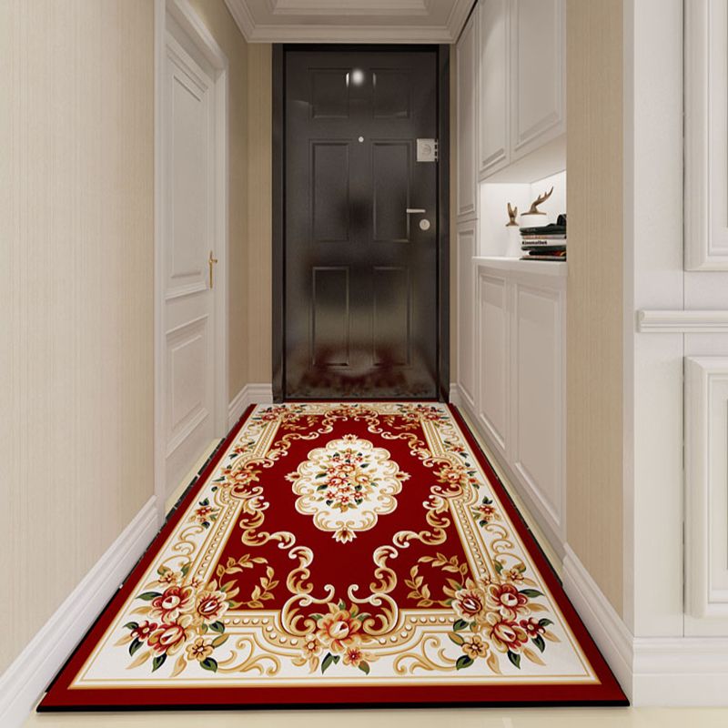 Multicolor Flower Rug Polyester Carpet Shabby Chic Anti-Slip Backing Indoor Rug for Living Room