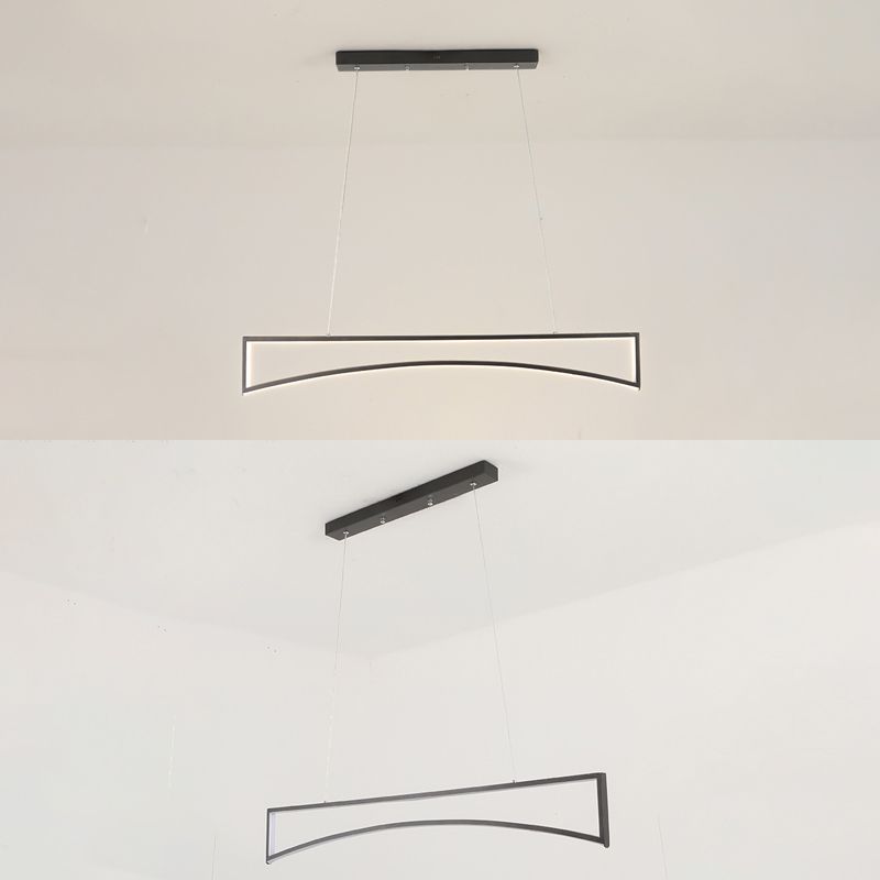 Linear Shape Island Pendant Contemporary Style Metal Single Light Island Light Fixture