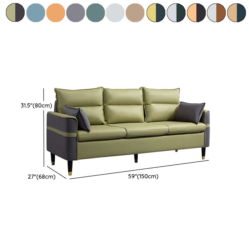 Square Arm Sofa Pillows Back Stationary Seating for Living Room