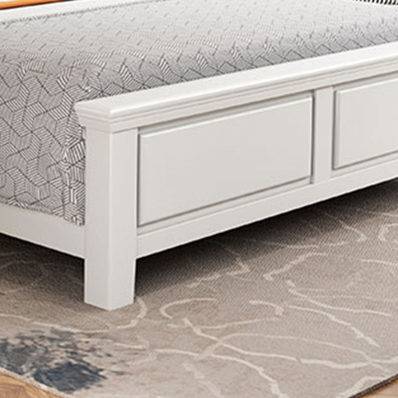 Contemporary White Wooden Standard Bed with Rectangular Headboard