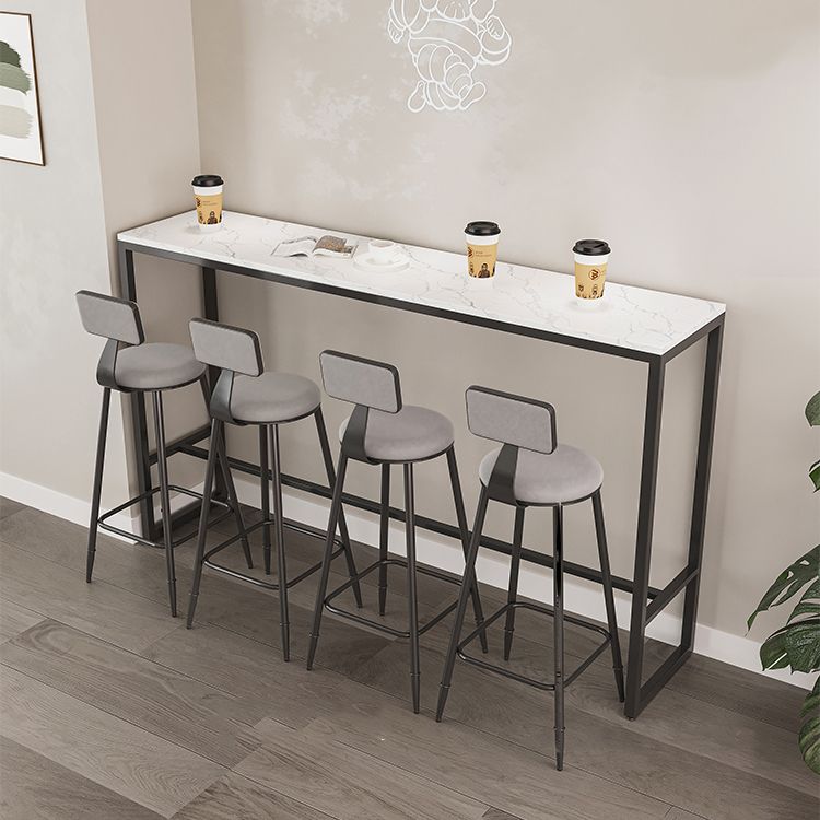 Industrial Armless Backrest Counter Stool Iron Milk Tea Shop Bar Stool with Cushion