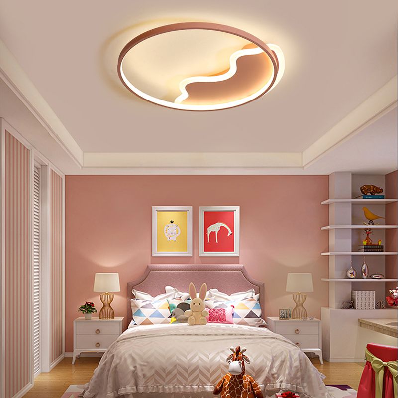 Ring Flush Mount Lamp Contemporary Acrylic White/Pink/Blue Led Flush Mount Light for Bedroom in Warm/White Light, 18"/21.5" Wide