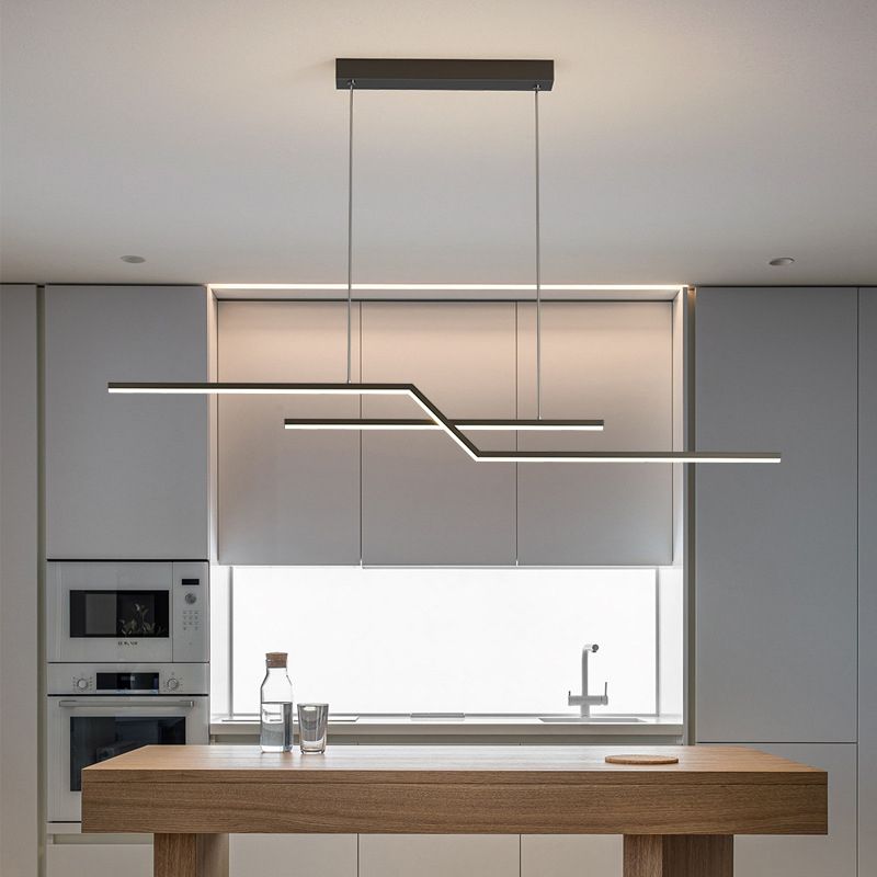 Metal Linear Shape Chandelier Light Modern Style 2 Lights Chandelier Light Fixture